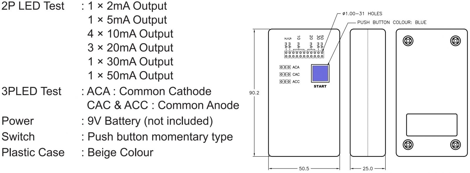 מכשיר בדיקה ללדים MULTICOMP LED TESTER
